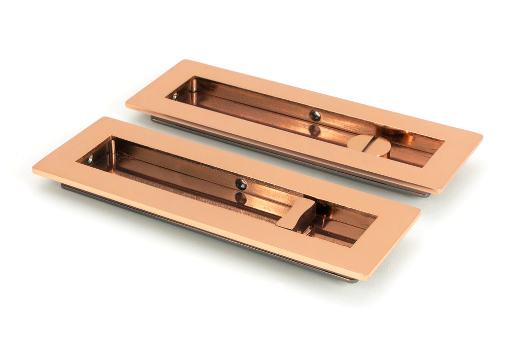 From The Anvil's Polished Bronze Plain Rectangular Pull - Privacy Set