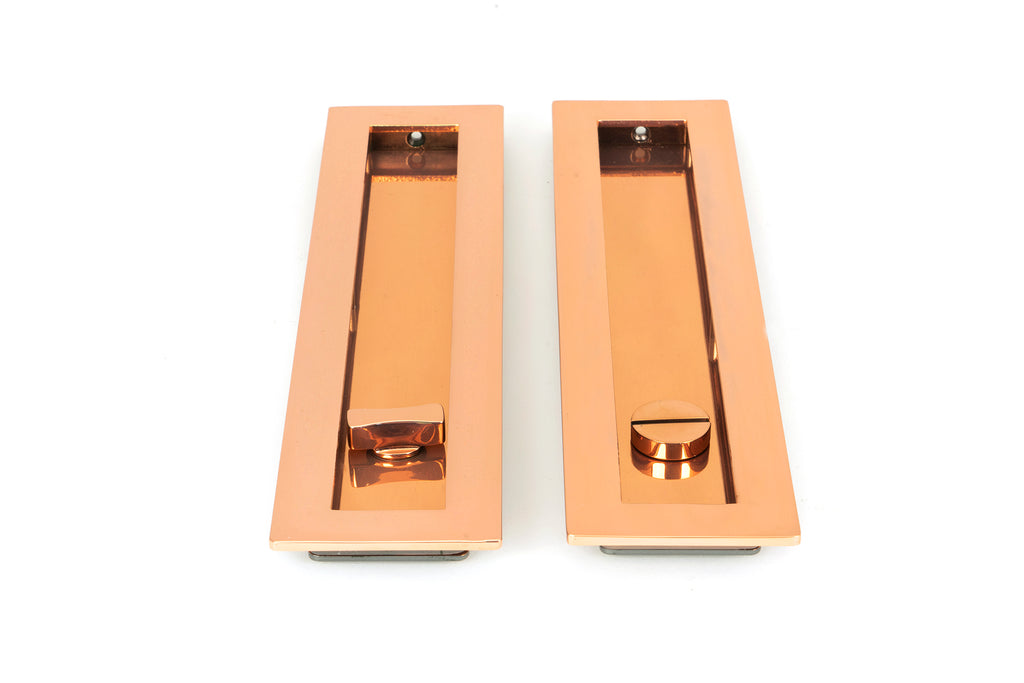 From The Anvil's Polished Bronze Plain Rectangular Pull - Privacy Set