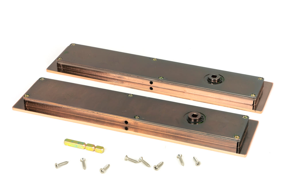 From The Anvil's Polished Bronze Plain Rectangular Pull - Privacy Set