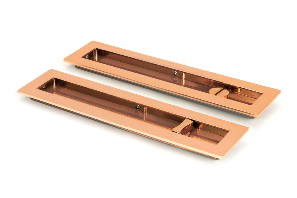 From The Anvil's Polished Bronze Plain Rectangular Pull - Privacy Set