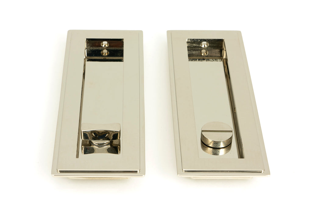 From The Anvil's Polished Nickel Art Deco Rectangular Pull - Privacy Set