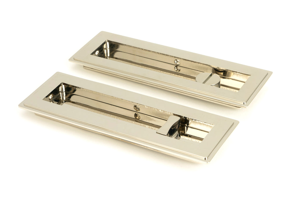 From The Anvil's Polished Nickel Art Deco Rectangular Pull - Privacy Set