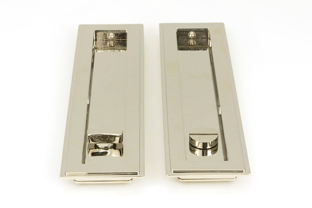 From The Anvil's Polished Nickel Art Deco Rectangular Pull - Privacy Set