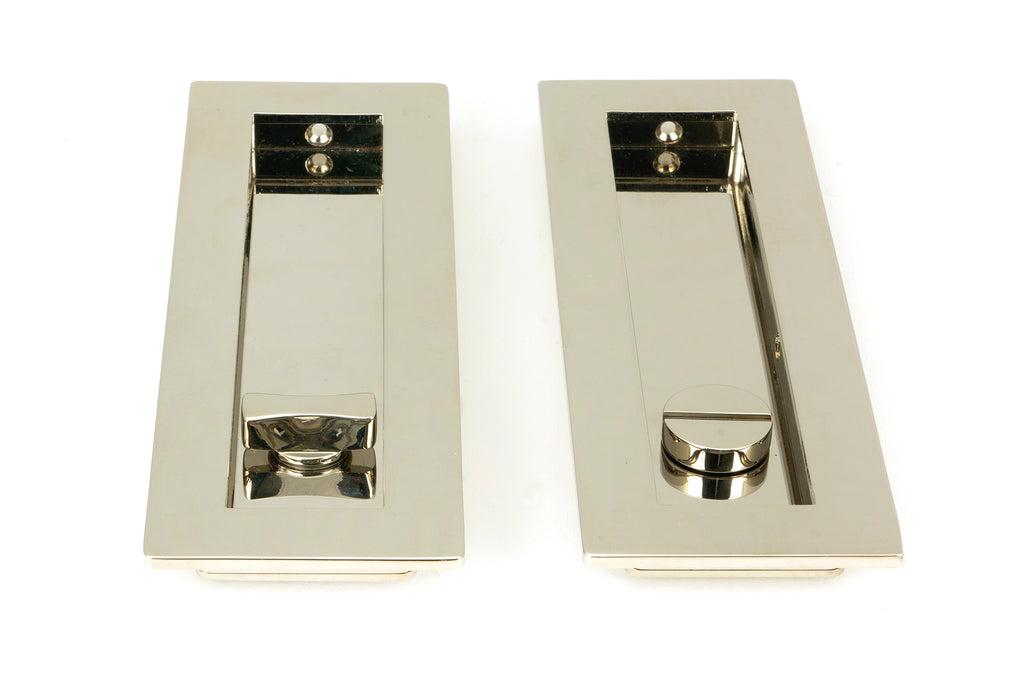 From The Anvil's Polished Nickel Plain Rectangular Pull - Privacy Set