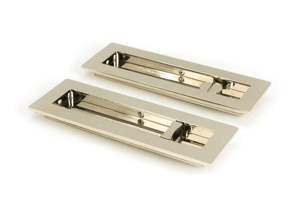 From The Anvil's Polished Nickel Plain Rectangular Pull - Privacy Set