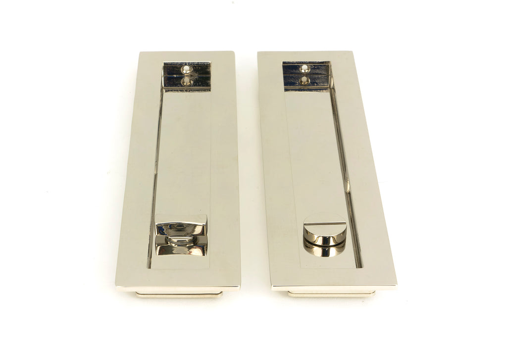 From The Anvil's Polished Nickel Plain Rectangular Pull - Privacy Set