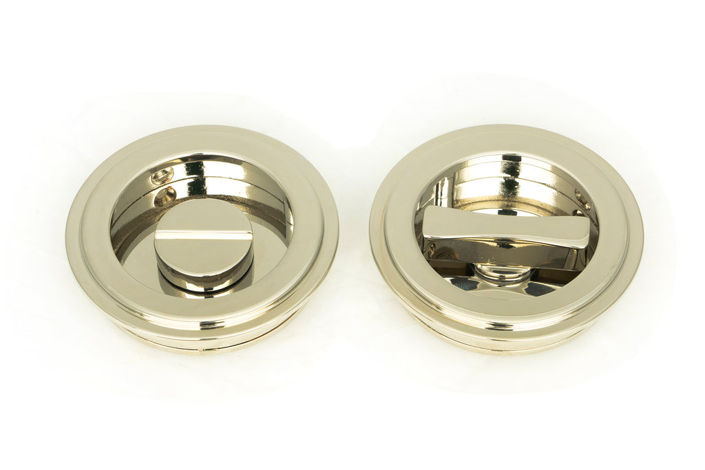 From The Anvil's Polished Nickel Art Deco Round Pull - Privacy Set