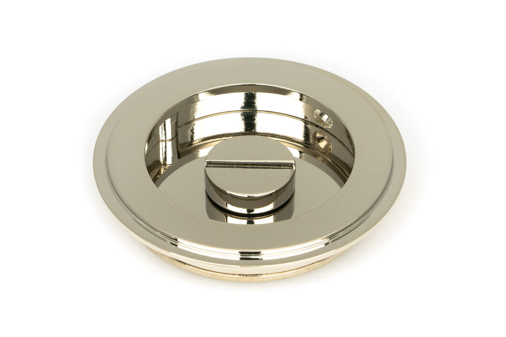 From The Anvil's Polished Nickel Art Deco Round Pull - Privacy Set