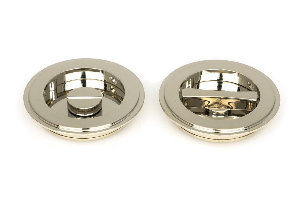 From The Anvil's Polished Nickel Art Deco Round Pull - Privacy Set