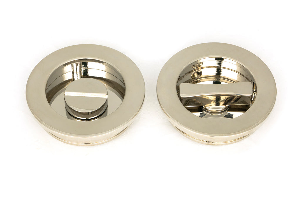 From The Anvil's Polished Nickel Plain Round Pull - Privacy Set