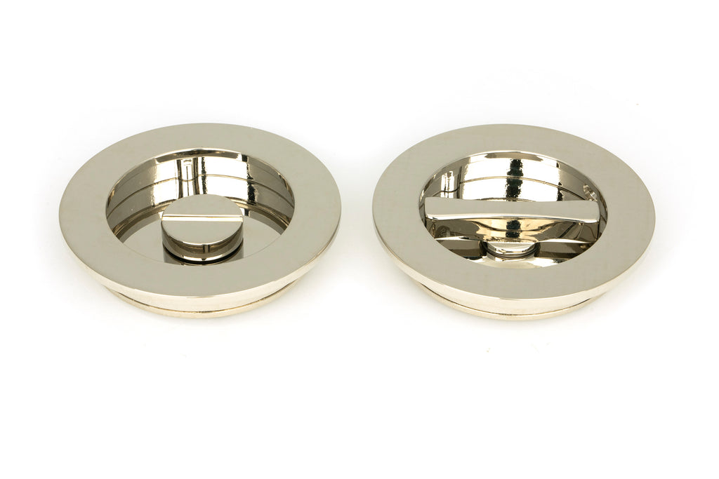 From The Anvil's Polished Nickel Plain Round Pull - Privacy Set