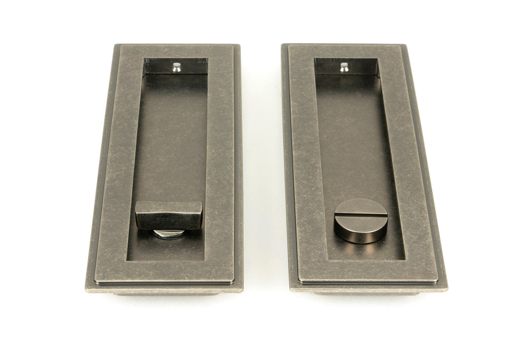 From The Anvil's Pewter Patina Art Deco Rectangular Pull - Privacy Set