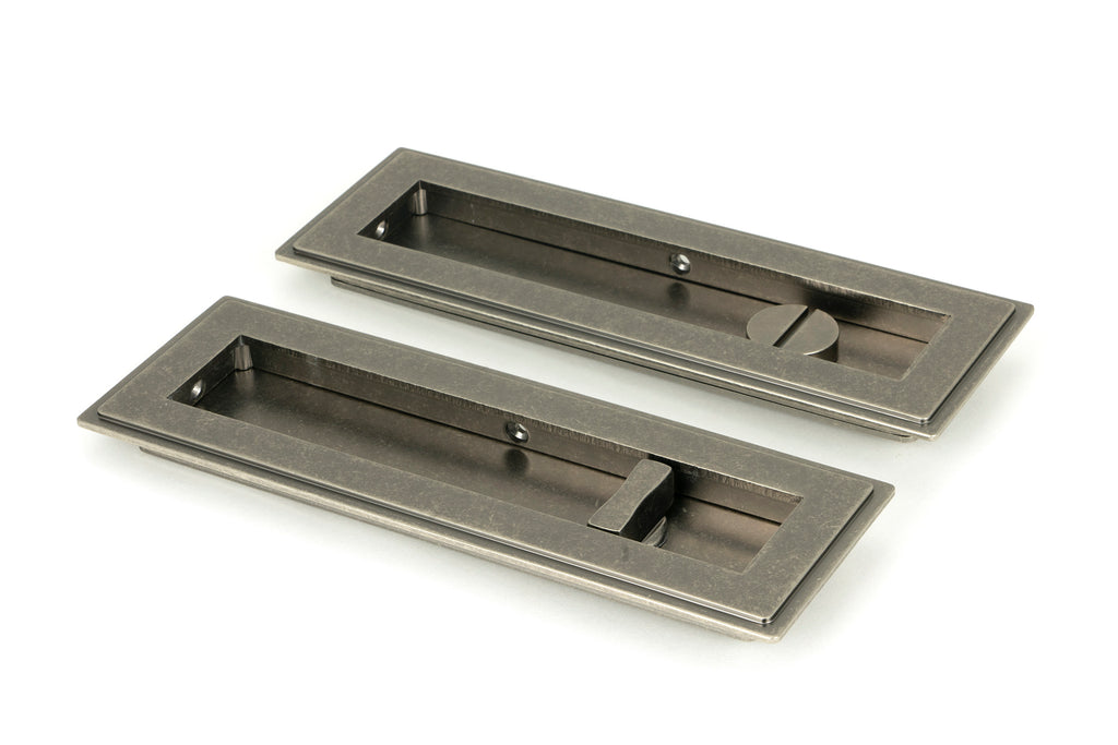 From The Anvil's Pewter Patina Art Deco Rectangular Pull - Privacy Set