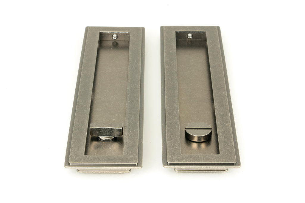 From The Anvil's Pewter Patina Art Deco Rectangular Pull - Privacy Set