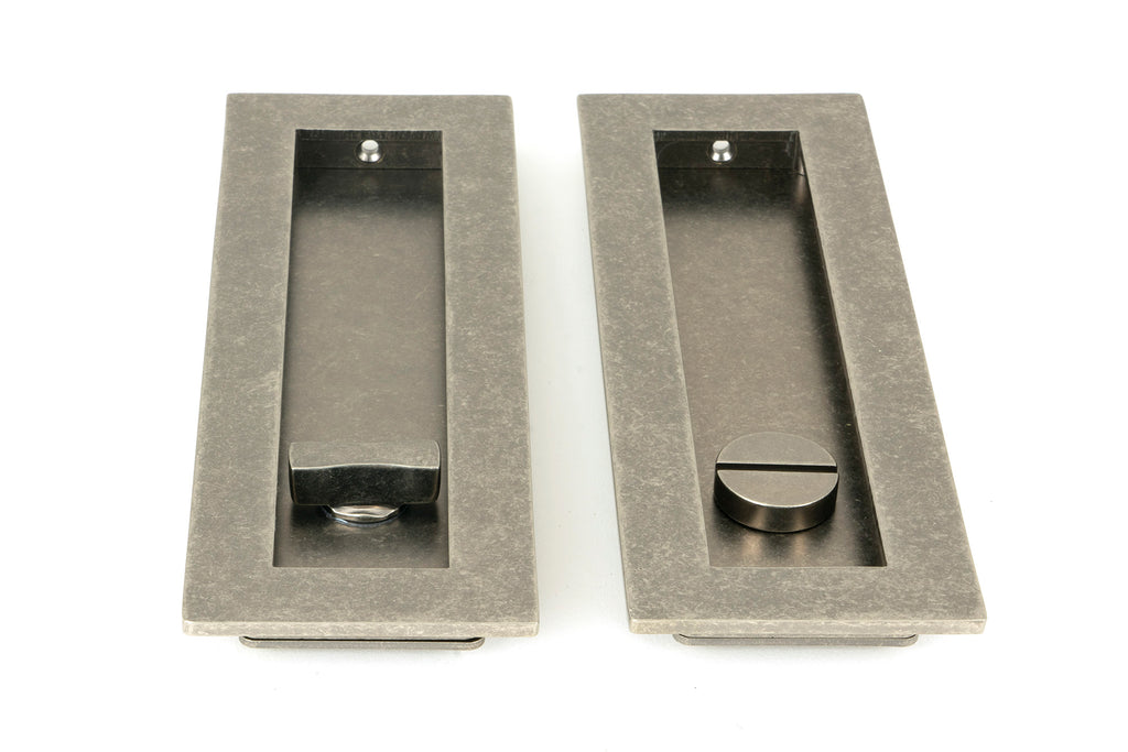 From The Anvil's Pewter Patina Plain Rectangular Pull - Privacy Set