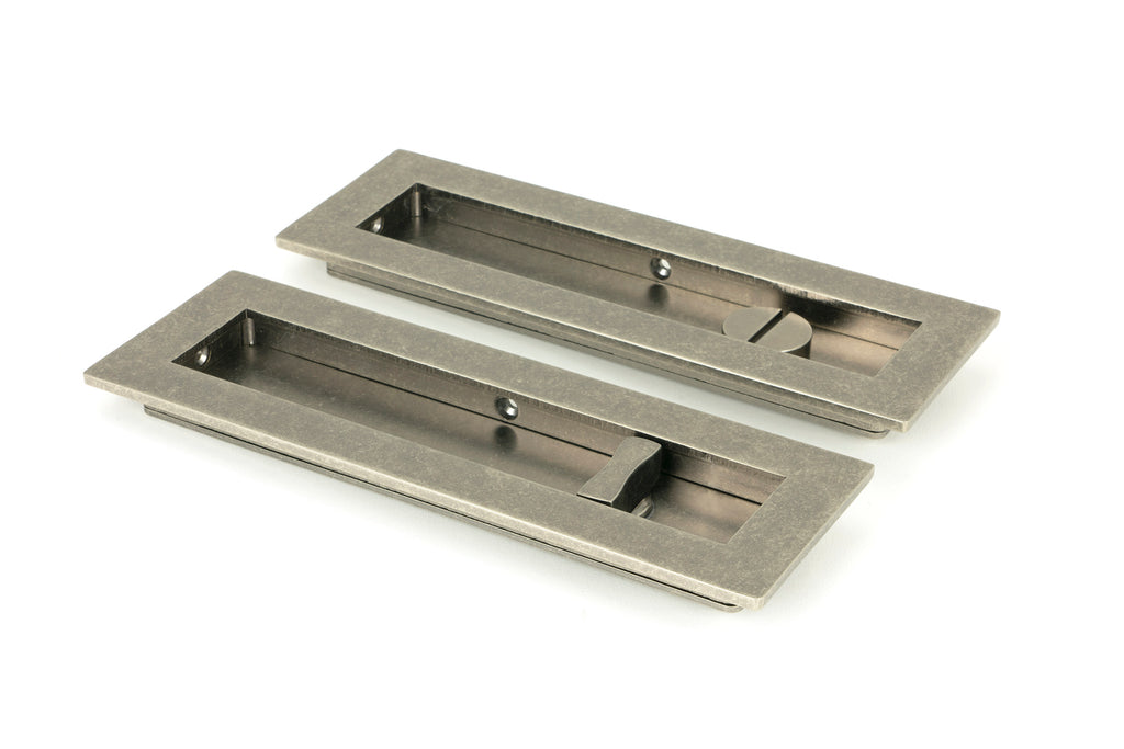 From The Anvil's Pewter Patina Plain Rectangular Pull - Privacy Set