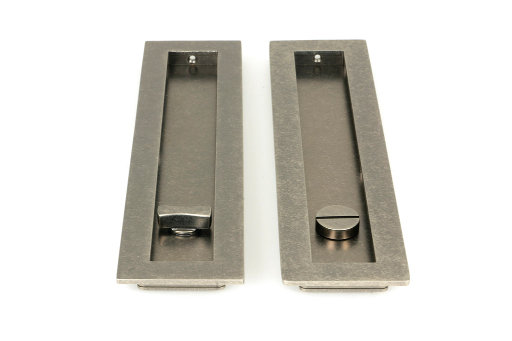 From The Anvil's Pewter Patina Plain Rectangular Pull - Privacy Set