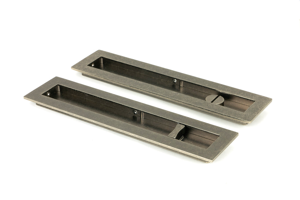 From The Anvil's Pewter Patina Plain Rectangular Pull - Privacy Set