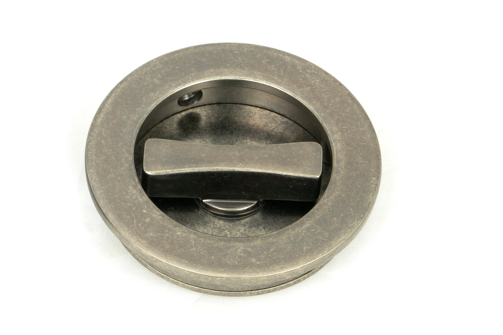 From The Anvil's Pewter Patina Plain Round Pull - Privacy Set