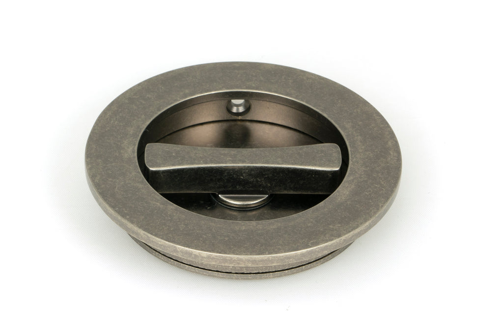 From The Anvil's Pewter Patina Plain Round Pull - Privacy Set