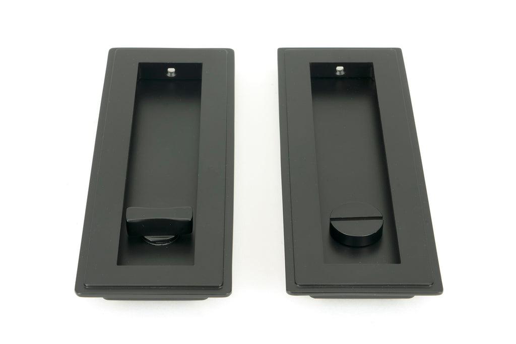 From The Anvil's Matt Black Art Deco Rectangular Pull - Privacy Set