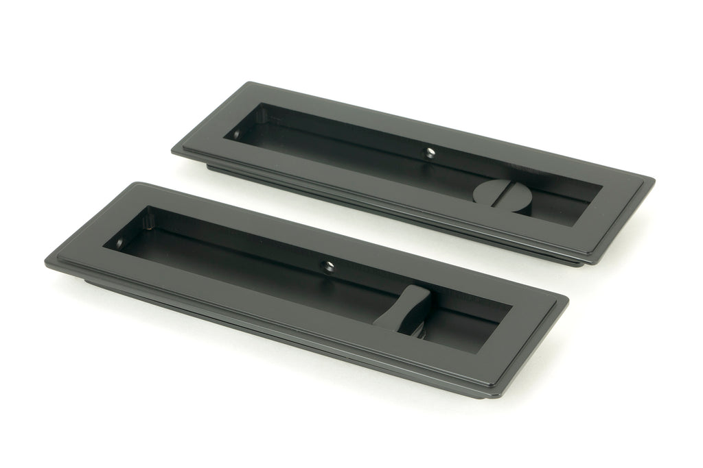 From The Anvil's Matt Black Art Deco Rectangular Pull - Privacy Set