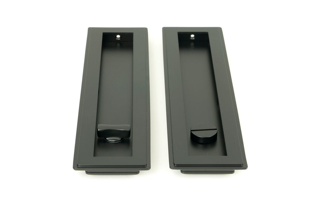 From The Anvil's Matt Black Art Deco Rectangular Pull - Privacy Set