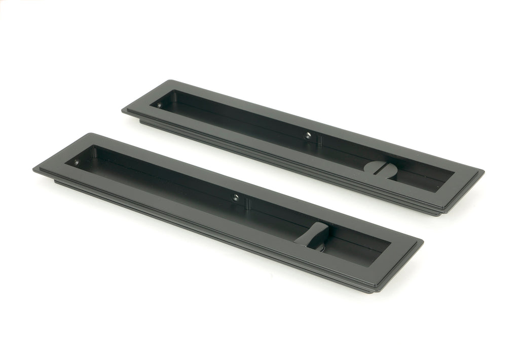 From The Anvil's Matt Black Art Deco Rectangular Pull - Privacy Set