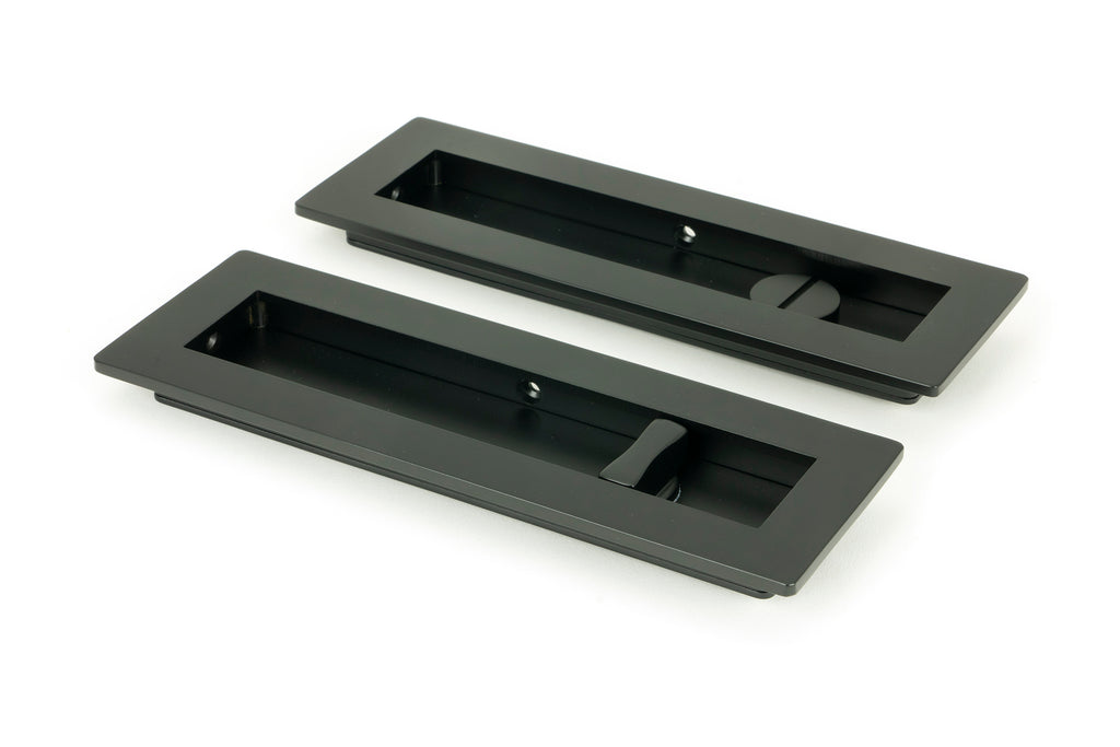 From The Anvil's Matt Black Plain Rectangular Pull - Privacy Set