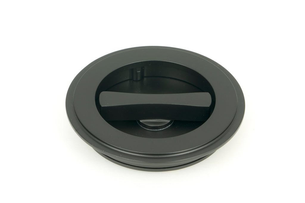 From The Anvil's Matt Black Art Deco Round Pull - Privacy Set