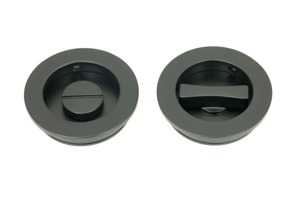 From The Anvil's Matt Black Plain Round Pull - Privacy Set