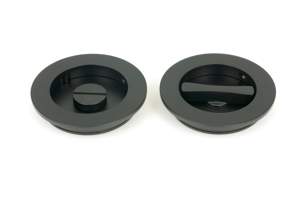 From The Anvil's Matt Black Plain Round Pull - Privacy Set