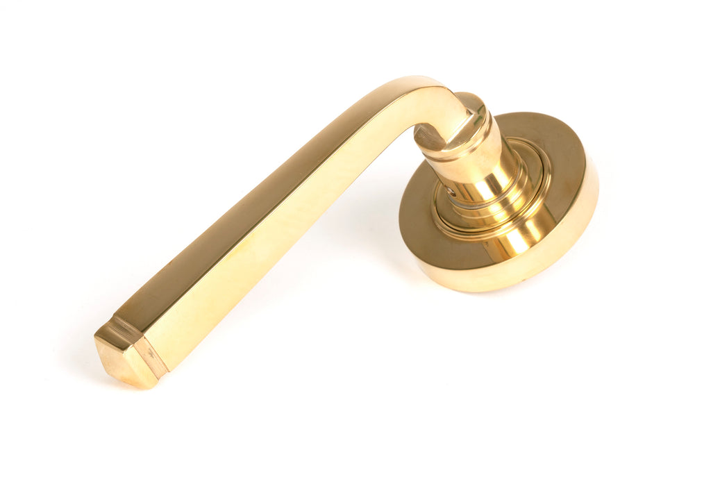 From The Anvil's Polished Brass Avon Round Lever on Rose Set (Sprung)