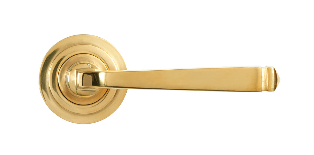 From The Anvil's Polished Brass Avon Round Lever on Rose Set (Sprung)