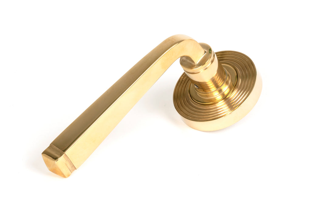 From The Anvil's Polished Brass Avon Round Lever on Rose Set (Sprung)