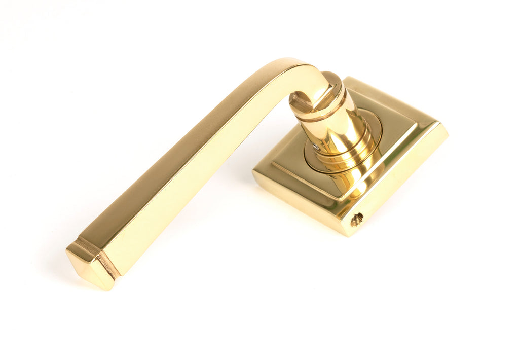 From The Anvil's Polished Brass Avon Round Lever on Rose Set (Sprung)