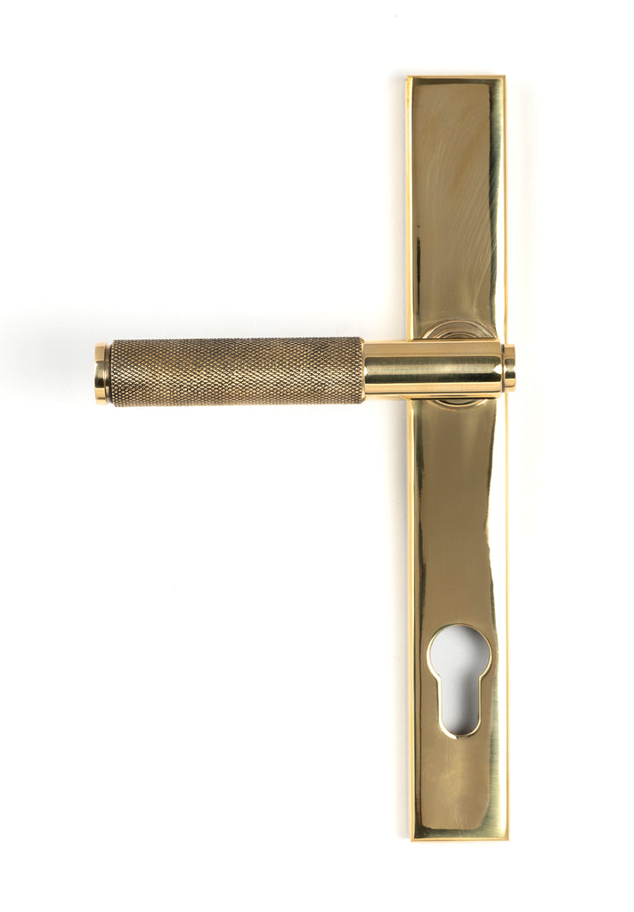 From The Anvil's Polished Brass Brompton Slimline Lever Espag. Lock Set