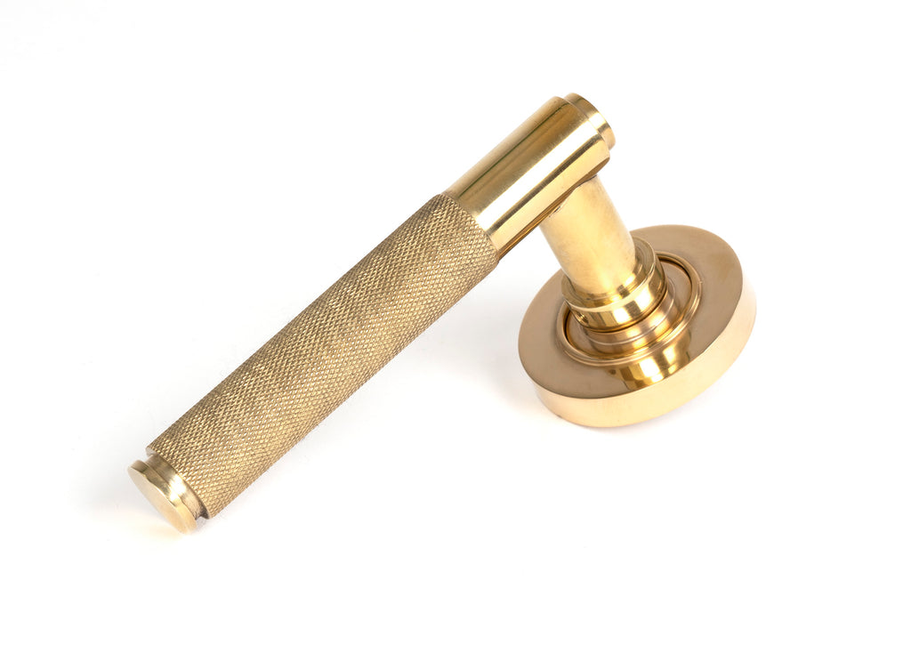 From The Anvil's Polished Brass Brompton Lever on Rose Set (Sprung)