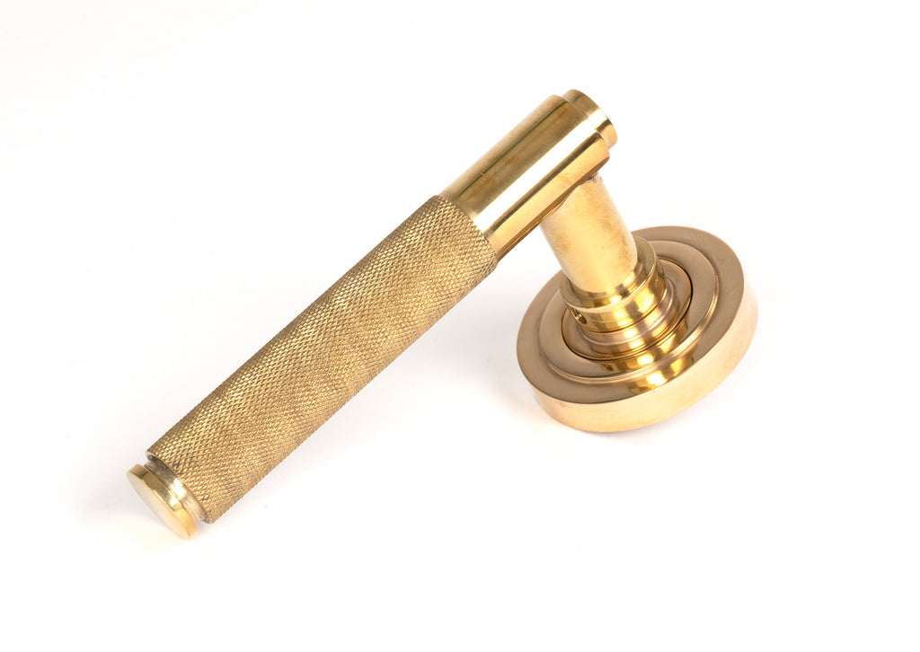 From The Anvil's Polished Brass Brompton Lever on Rose Set (Sprung)