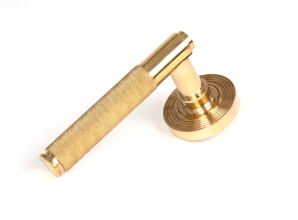 From The Anvil's Polished Brass Brompton Lever on Rose Set (Sprung)