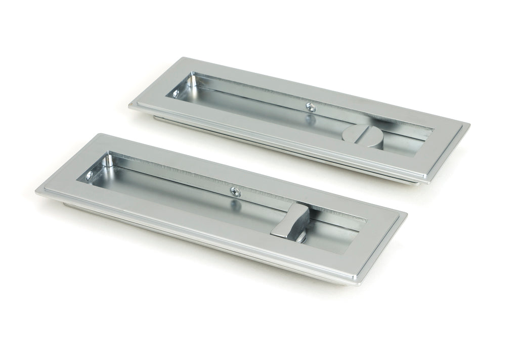 From The Anvil's Satin Chrome Art Deco Rectangular Pull - Privacy Set