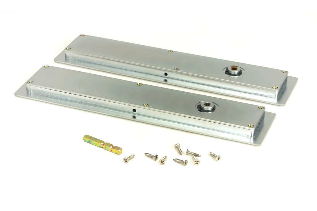 From The Anvil's Satin Chrome Art Deco Rectangular Pull - Privacy Set