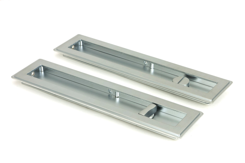 From The Anvil's Satin Chrome Art Deco Rectangular Pull - Privacy Set