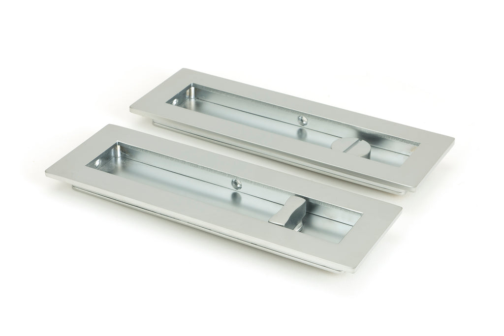 From The Anvil's Satin Chrome Plain Rectangular Pull - Privacy Set