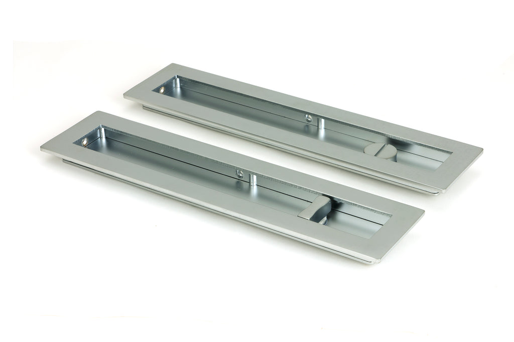 From The Anvil's Satin Chrome Plain Rectangular Pull - Privacy Set