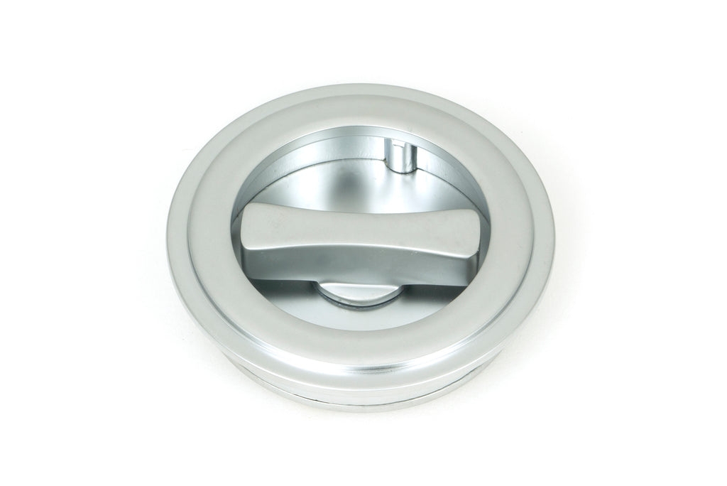 From The Anvil's Satin Chrome Art Deco Round Pull - Privacy Set