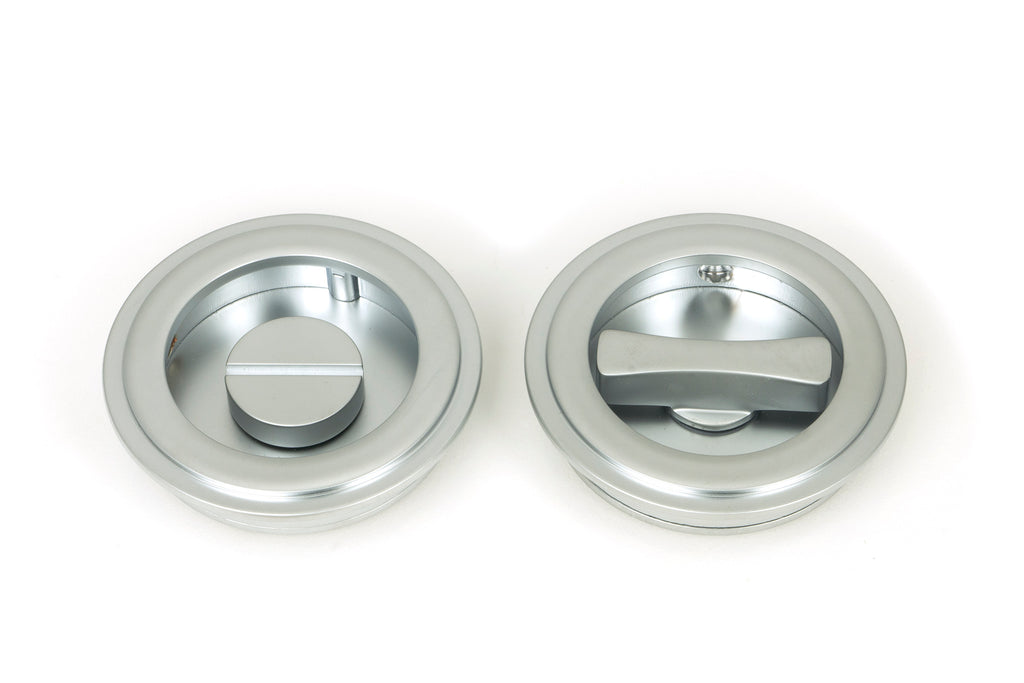 From The Anvil's Satin Chrome Art Deco Round Pull - Privacy Set