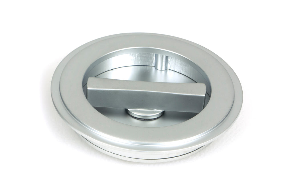 From The Anvil's Satin Chrome Art Deco Round Pull - Privacy Set