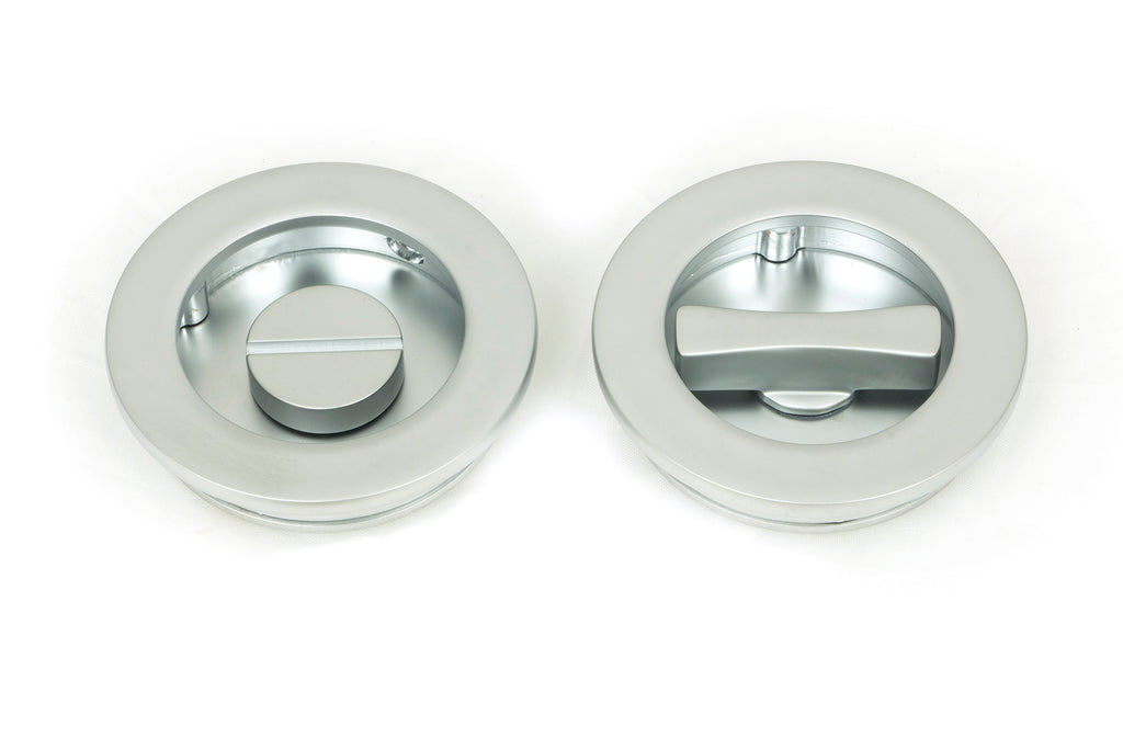 From The Anvil's Satin Chrome Plain Round Pull - Privacy Set