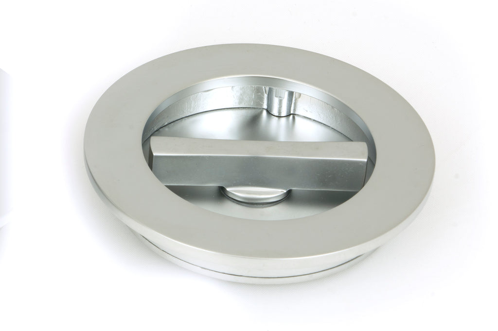 From The Anvil's Satin Chrome Plain Round Pull - Privacy Set